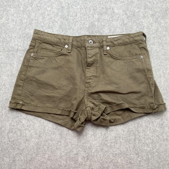 rag & bone Pants - Rag & Bone Jean Shorts Womens 28 (32x2) Light Olive Green Cutoff Frayed